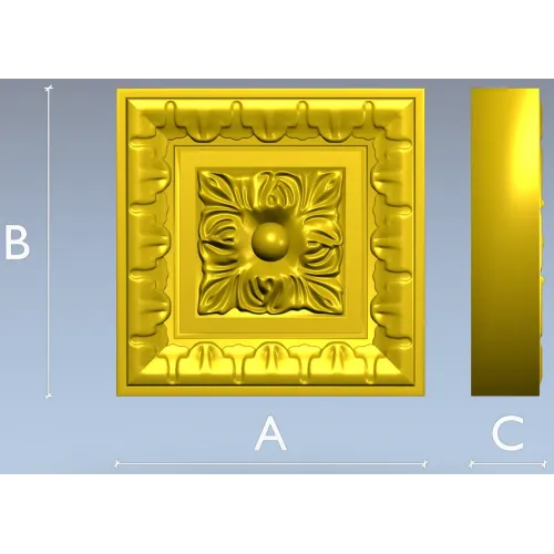 Square Floral Rosette STL for CNC Milling