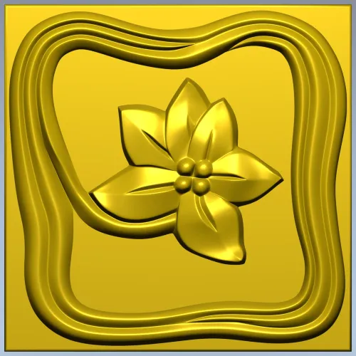 Square Floral Rosette - STL 3D Model for CNC