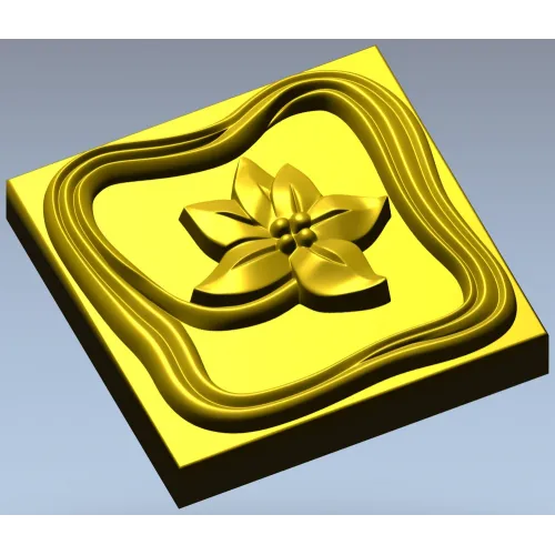 Square Floral Rosette - STL 3D Model for CNC
