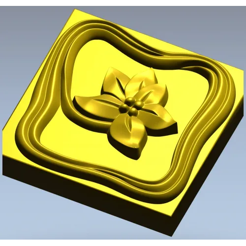 Square Floral Rosette - STL 3D Model for CNC