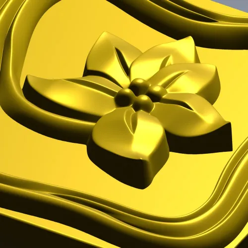 Square Floral Rosette - STL 3D Model for CNC