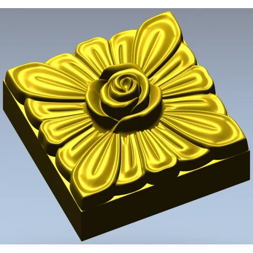 Square Rose Rosette STL for CNC