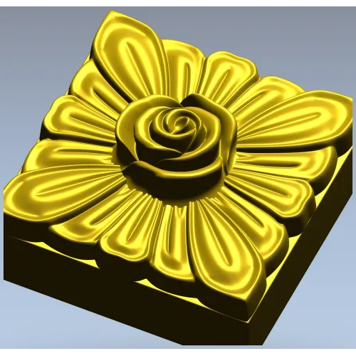 Square Rose Rosette STL for CNC