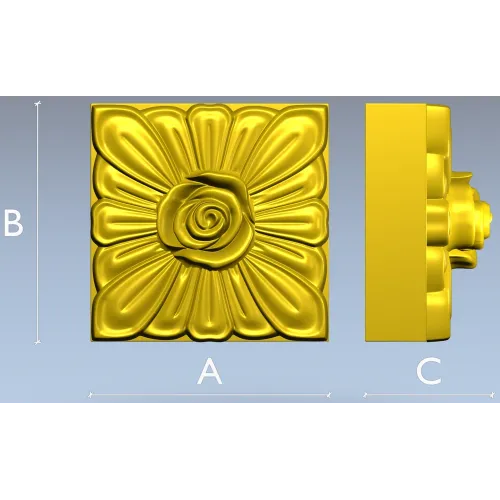 Square Rose Rosette STL for CNC