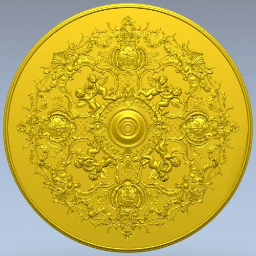 Rococo Cherub Ceiling Rosette STL Model for CNC