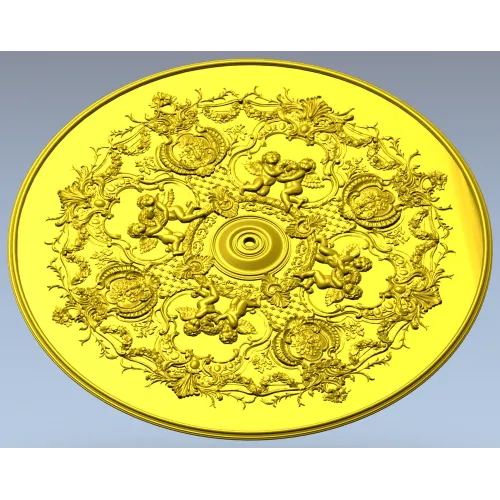 Rococo Cherub Ceiling Rosette STL Model for CNC