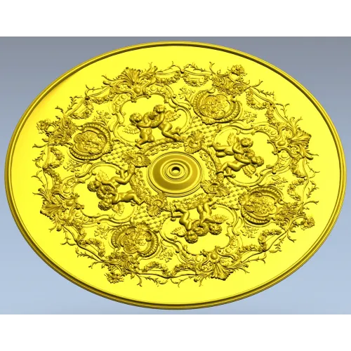 Rococo Cherub Ceiling Rosette STL Model for CNC