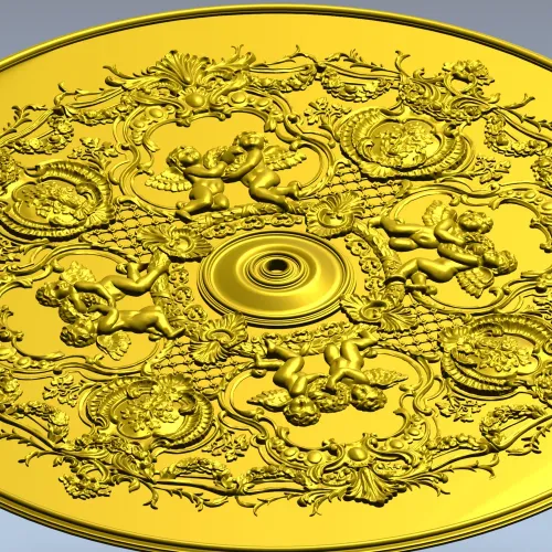 Rococo Cherub Ceiling Rosette STL Model for CNC