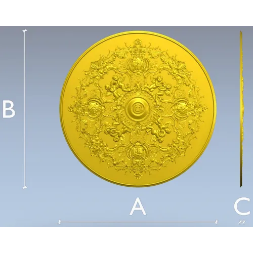 Rococo Cherub Ceiling Rosette STL Model for CNC
