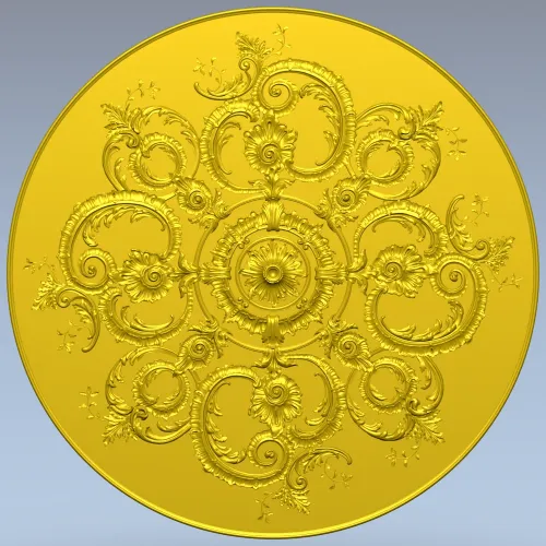 Ornate Rococo Round Rosette STL for CNC