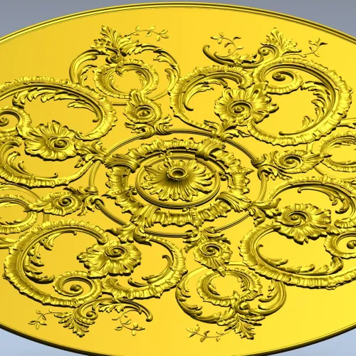 Ornate Rococo Round Rosette STL for CNC