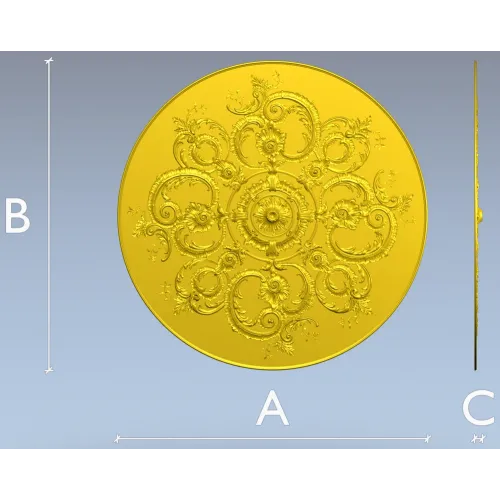 Ornate Rococo Round Rosette STL for CNC