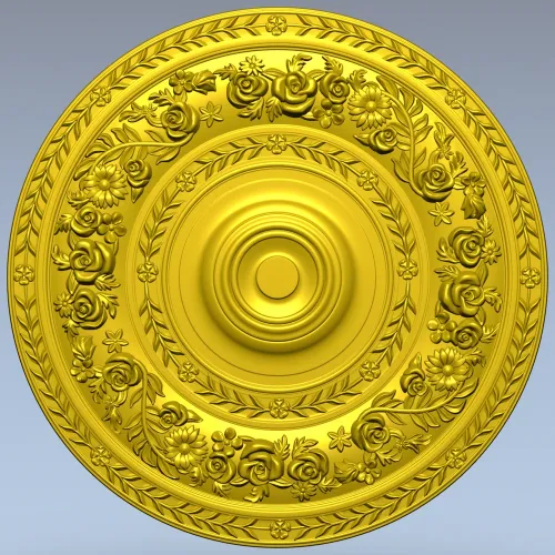 Floral Laurel Rosette - STL 3D model for CNC