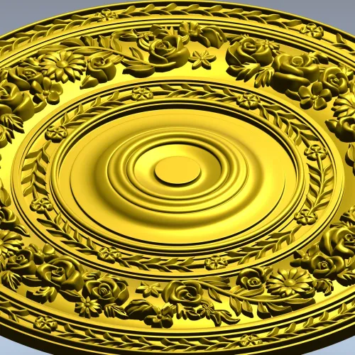 Floral Laurel Rosette - STL 3D model for CNC