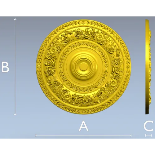 Floral Laurel Rosette - STL 3D model for CNC