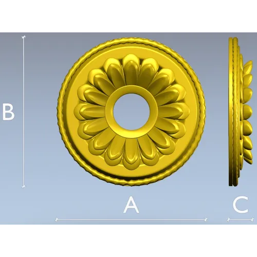 Sunburst Rosette Medallion - 3D STL Model for CNC