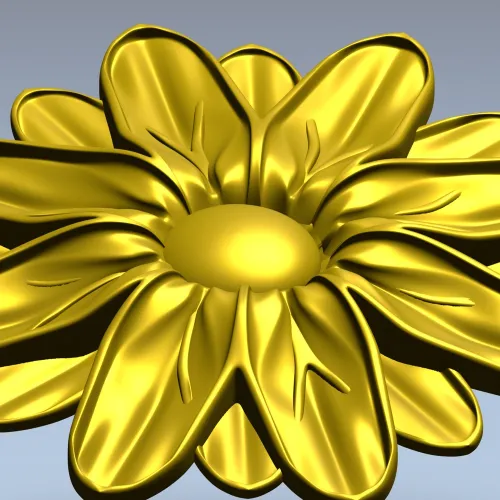 Floral Rosette STL for CNC - Daisy Medallion 3D Model