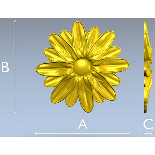 Floral Rosette STL for CNC - Daisy Medallion 3D Model