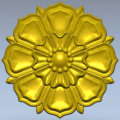Decorative Floral Rosette STL for CNC - High Relief 3D Model