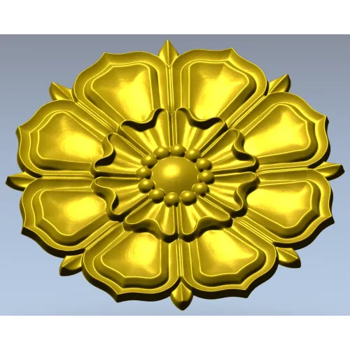 Decorative Floral Rosette STL for CNC - High Relief 3D Model