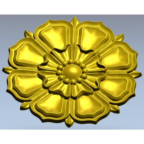 Decorative Floral Rosette STL for CNC - High Relief 3D Model