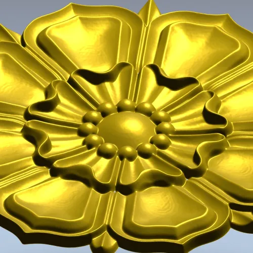 Decorative Floral Rosette STL for CNC - High Relief 3D Model