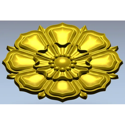 Decorative Floral Rosette STL for CNC - High Relief 3D Model