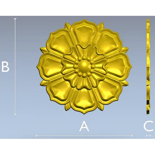 Decorative Floral Rosette STL for CNC - High Relief 3D Model
