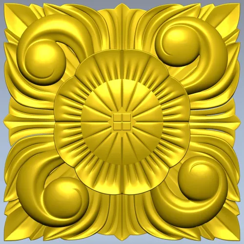 Square Floral Rosette STL for CNC