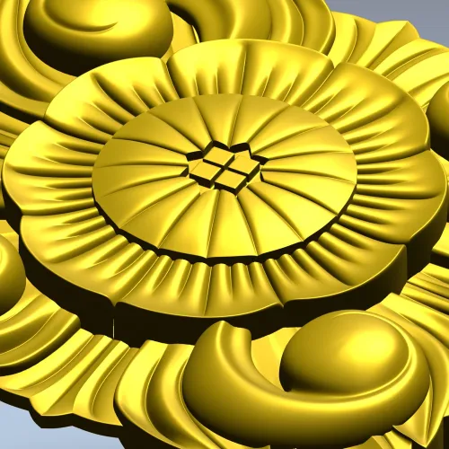 Square Floral Rosette STL for CNC