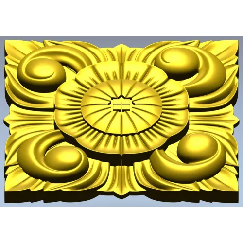 Square Floral Rosette STL for CNC