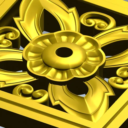 Ornamental Square Rosette STL for CNC