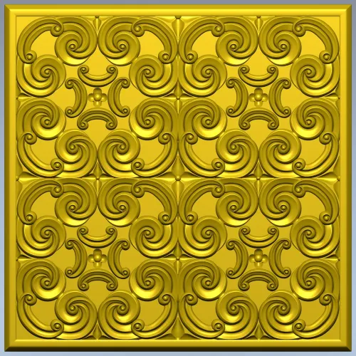 Baroque Spiral Rosette Panel STL 3D Model for CNC