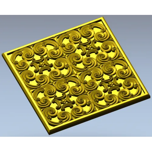 Baroque Spiral Rosette Panel STL 3D Model for CNC
