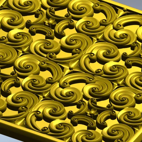Baroque Spiral Rosette Panel STL 3D Model for CNC