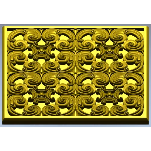 Baroque Spiral Rosette Panel STL 3D Model for CNC