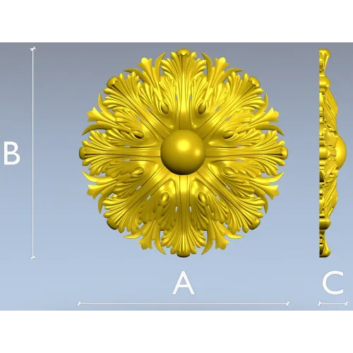 Acanthus Sun Rosette - STL 3D model for CNC milling
