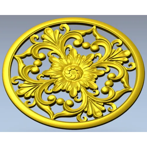 Round Floral Rosette STL model for CNC