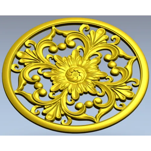 Round Floral Rosette STL model for CNC