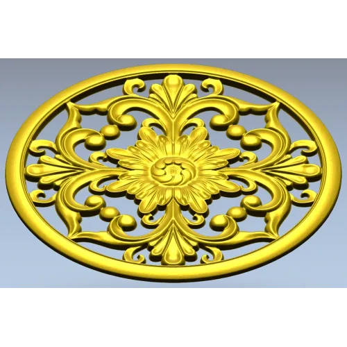 Round Floral Rosette STL model for CNC