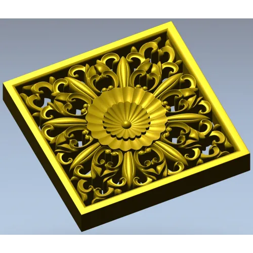 Ornate Square Rosette 3D Model for CNC (STL)