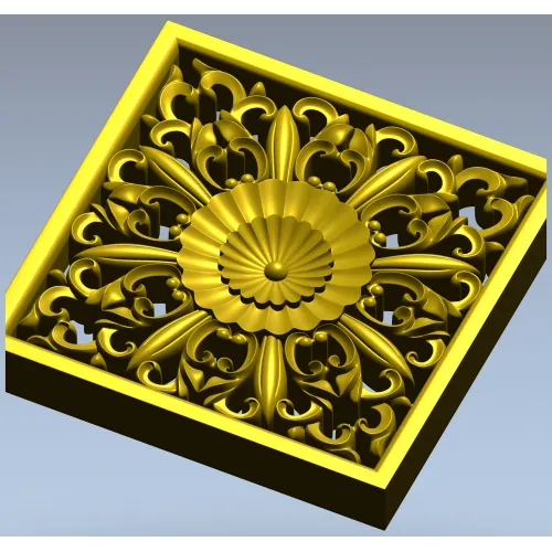 Ornate Square Rosette 3D Model for CNC (STL)