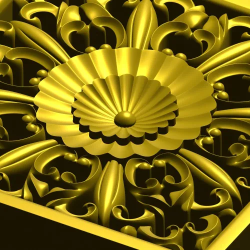 Ornate Square Rosette 3D Model for CNC (STL)