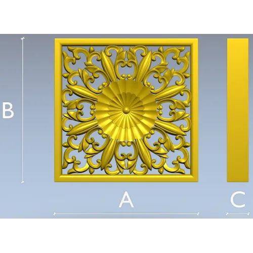 Ornate Square Rosette 3D Model for CNC (STL)
