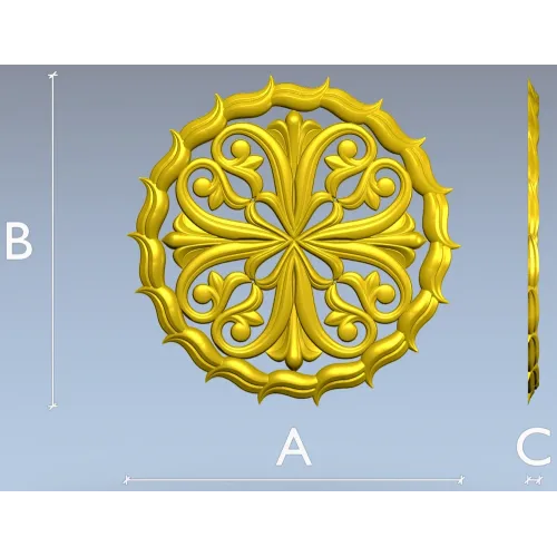 Ornamental Round Rosette - STL 3D Model for CNC Milling