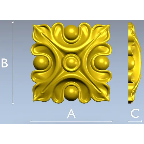 Acanthus Square Rosette STL for CNC Milling