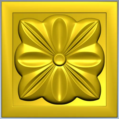 Square Floral Rosette STL for CNC