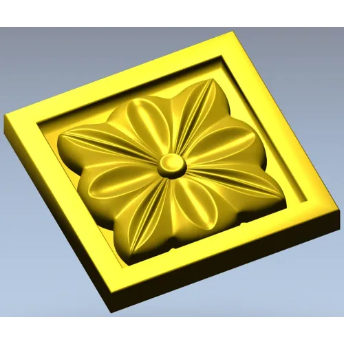 Square Floral Rosette STL for CNC