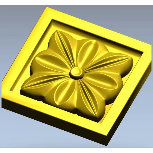 Square Floral Rosette STL for CNC