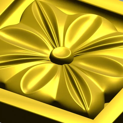 Square Floral Rosette STL for CNC